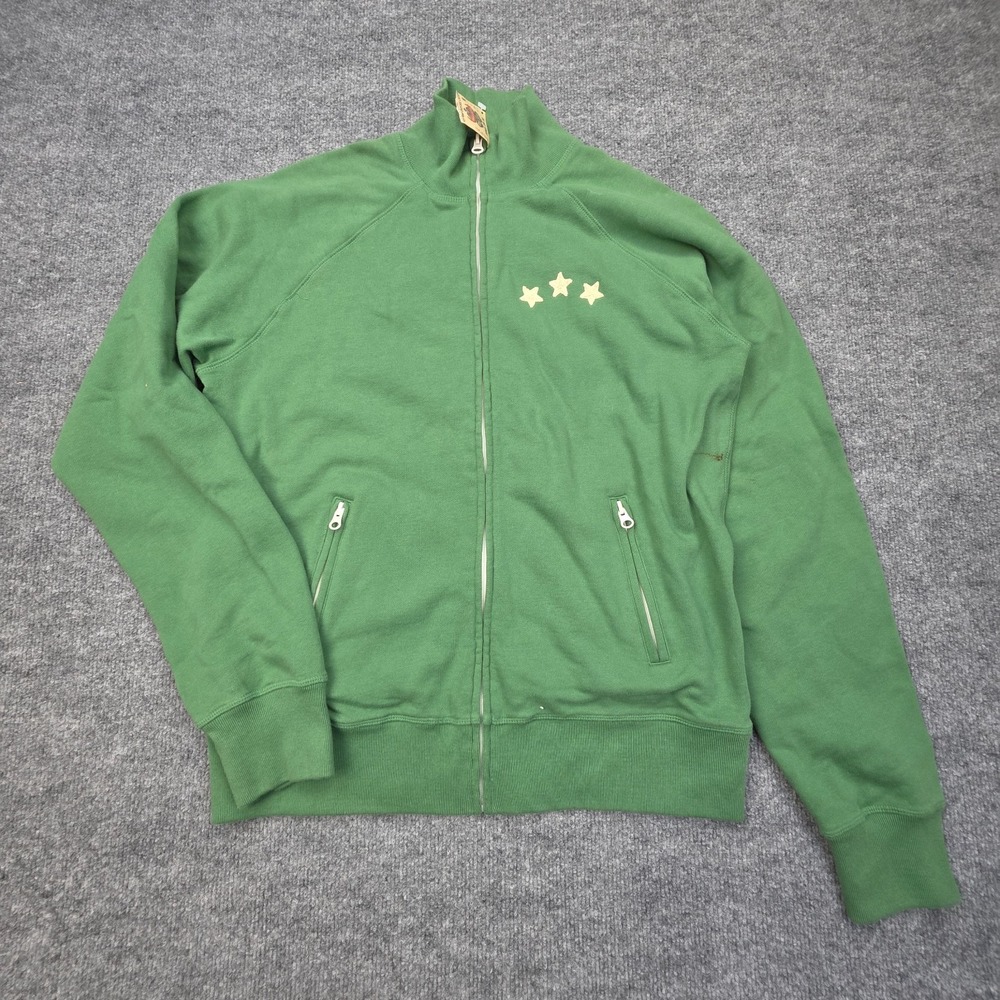 Vintage Lucky Brand Zip Up Jacket Men's Medium Green Stars Peace Y2K NWT